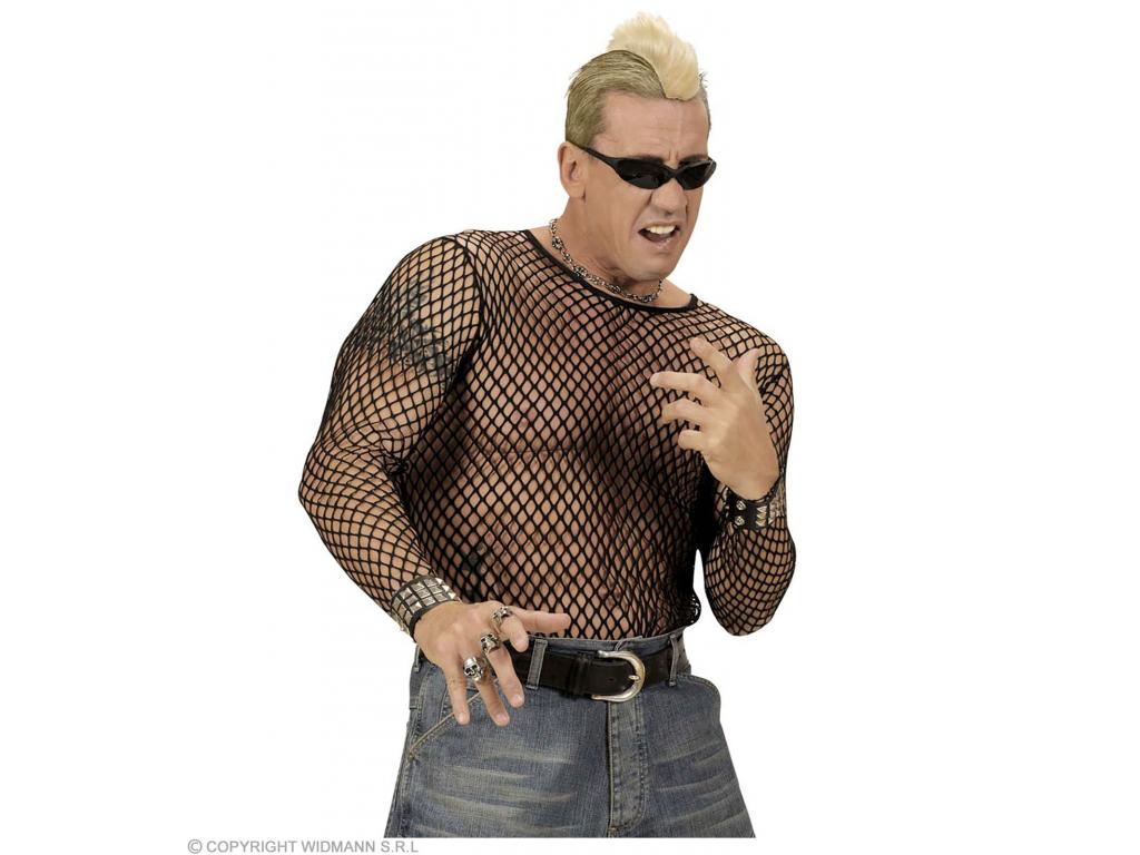 Netz felső férfi jelmez fekete színben