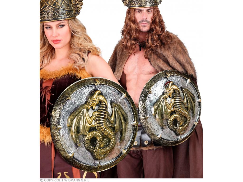 Sárkány pajzs fogantyúval 48 cm-es