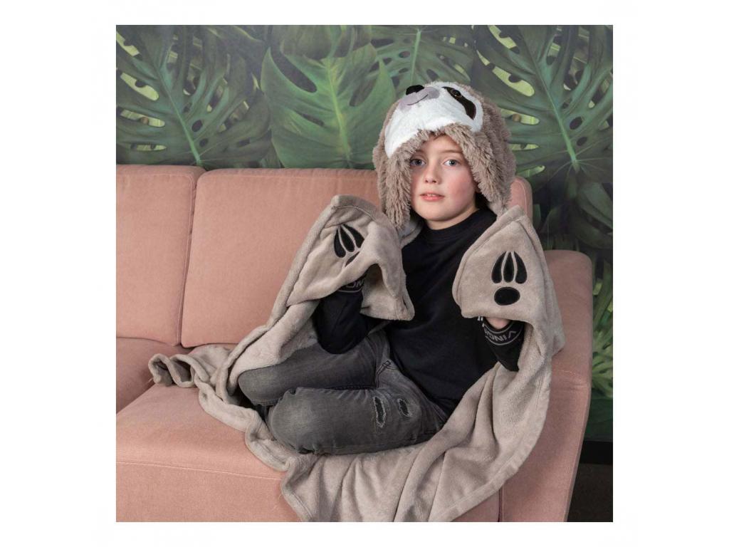 Noxxiez lajhár plüss takaró kapucnival, 130x100cm