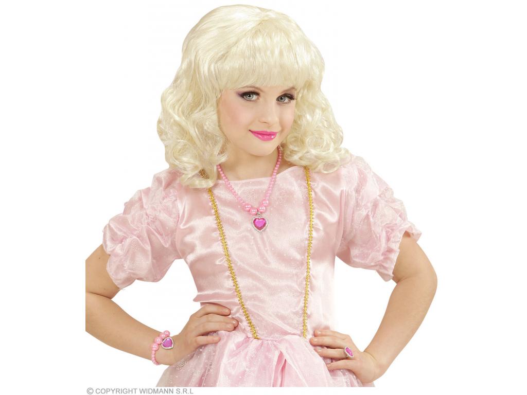 Rózsaszín köves, gyönggyel kirakott ékszer készlet