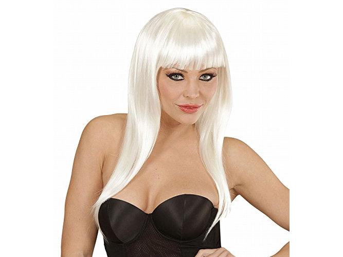 Fehér hosszú, egyenes paróka