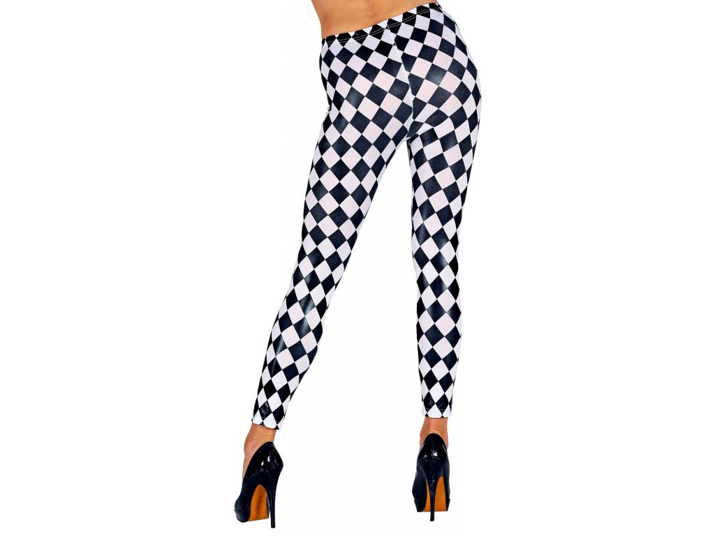 Kockás leggings - fekete-fehér női jelmez