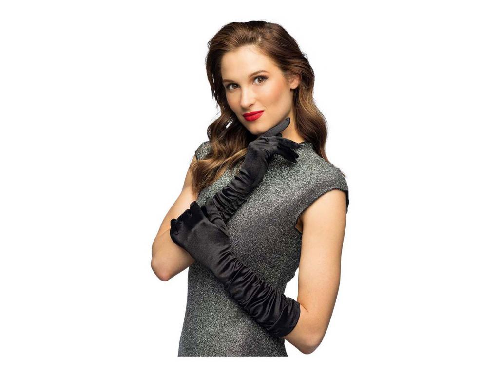 Hollywood fekete könyökig érő kesztyű