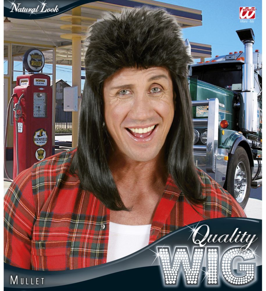 Mullet fekete férfi paróka Mullet fekete férfi paróka