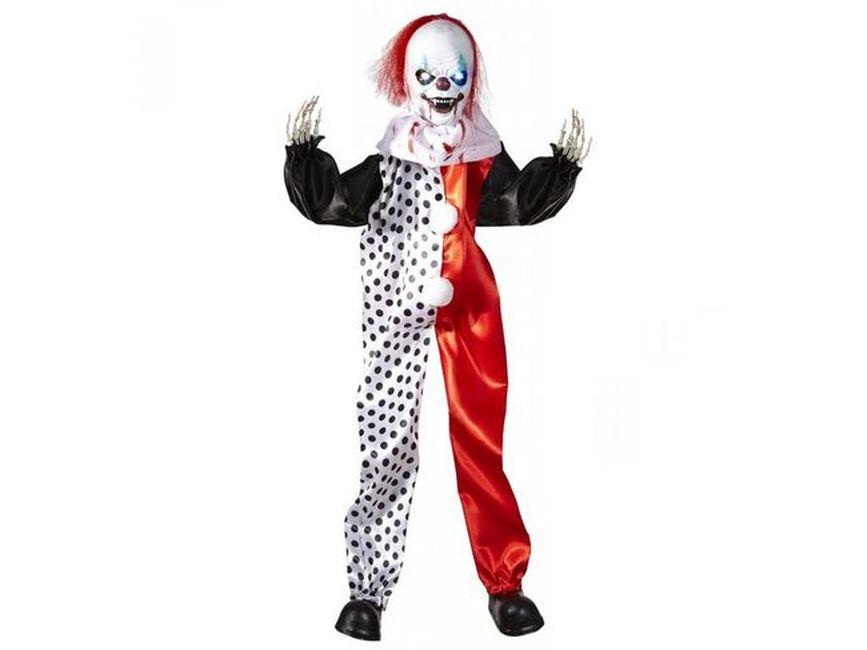 Színváltós világító szemű gyilkos bohóc, 90 cm - halloween dekor