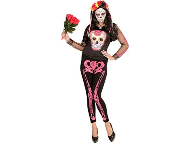 Neonpink csontázas 75 Den-es harisnya