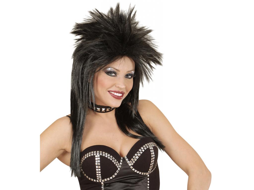 Rocksztár női paróka, fekete