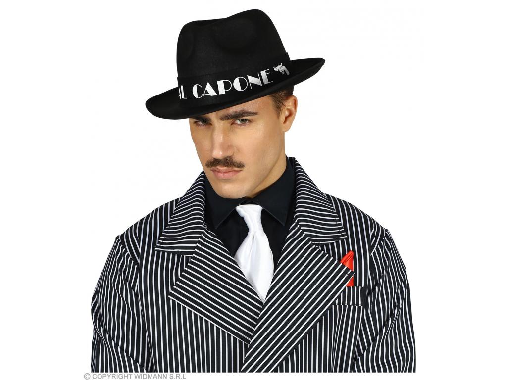 Fekete színű Al Capone gengszter kalap filc anyagból