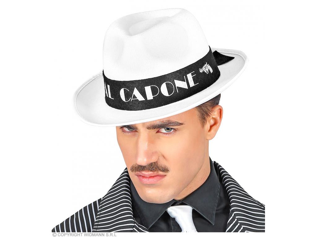 Fehér színű Al Capone gengszter kalap filc anyagból