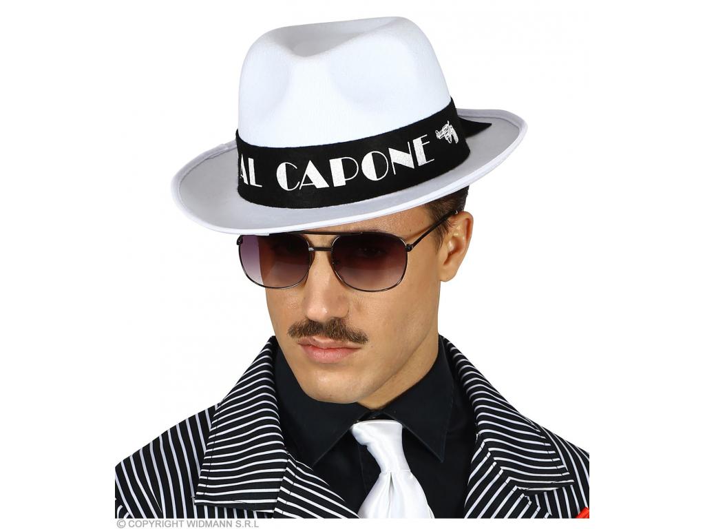 Fehér színű Al Capone gengszter kalap filc anyagból