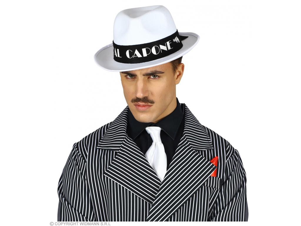 Fehér színű Al Capone gengszter kalap filc anyagból