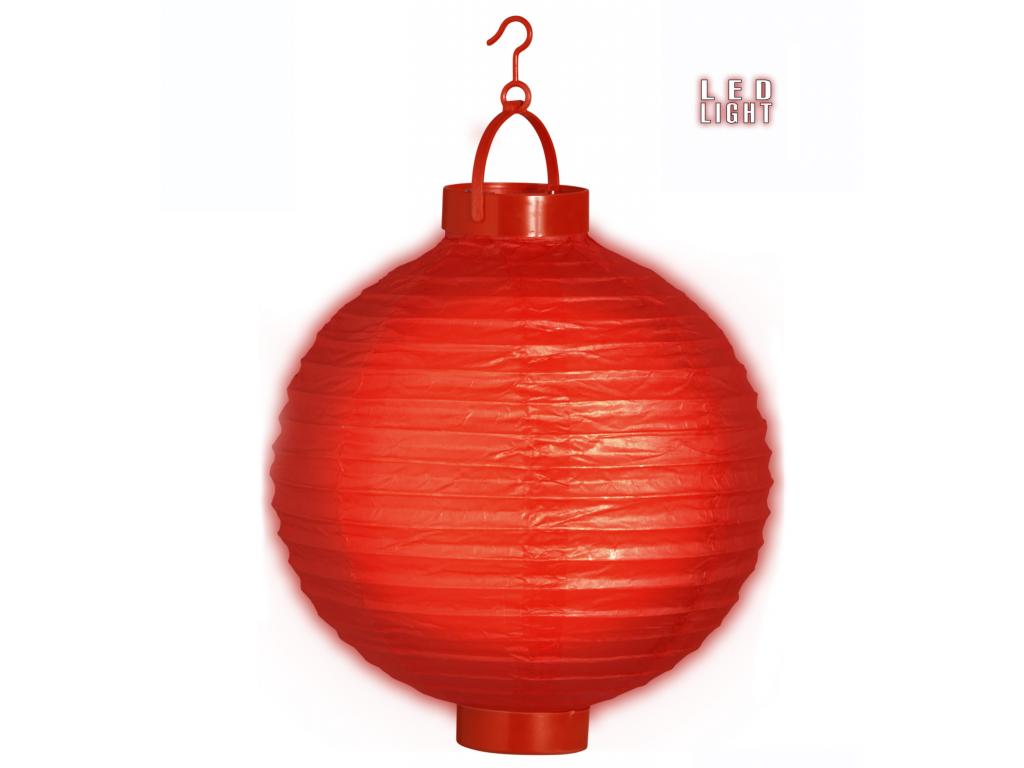 Piros színű lampion, 2 fehér LED-izzóval, 30 cm Piros színű lampion, 2 fehér LED-izzóval, 30 cm
