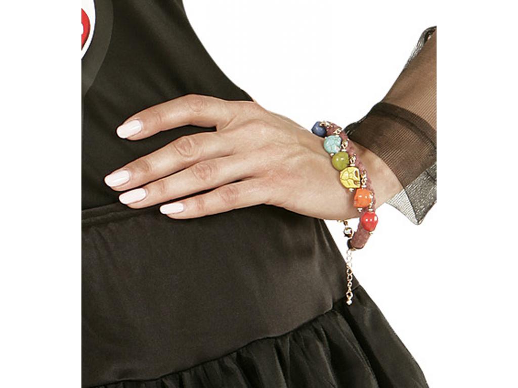 Zsinórkarkötő színes koponyákkal