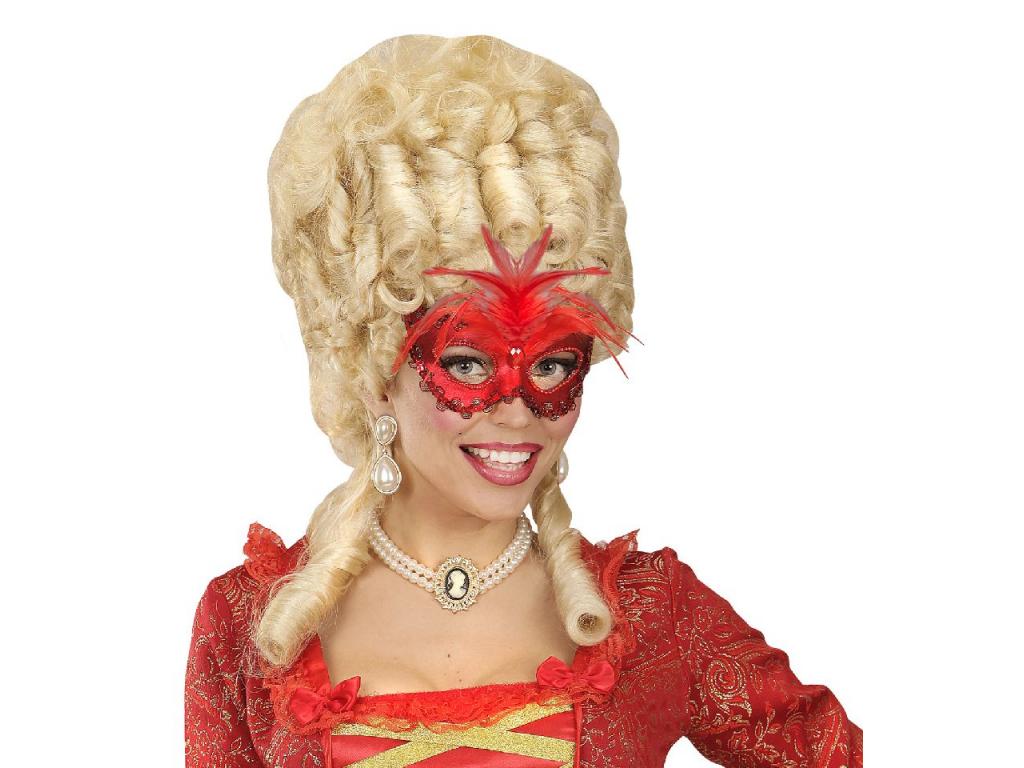 Velencei bárónő szemmaszk, flitterrel, ékkővel és tolldísszel, p