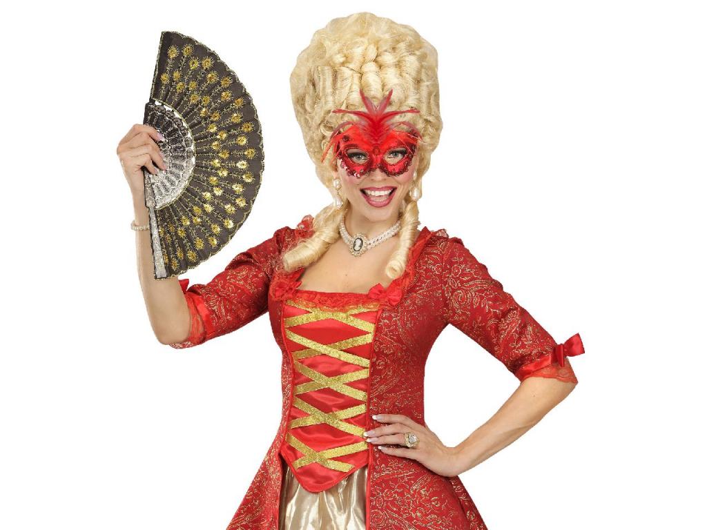 Velencei bárónő szemmaszk, flitterrel, ékkővel és tolldísszel, p