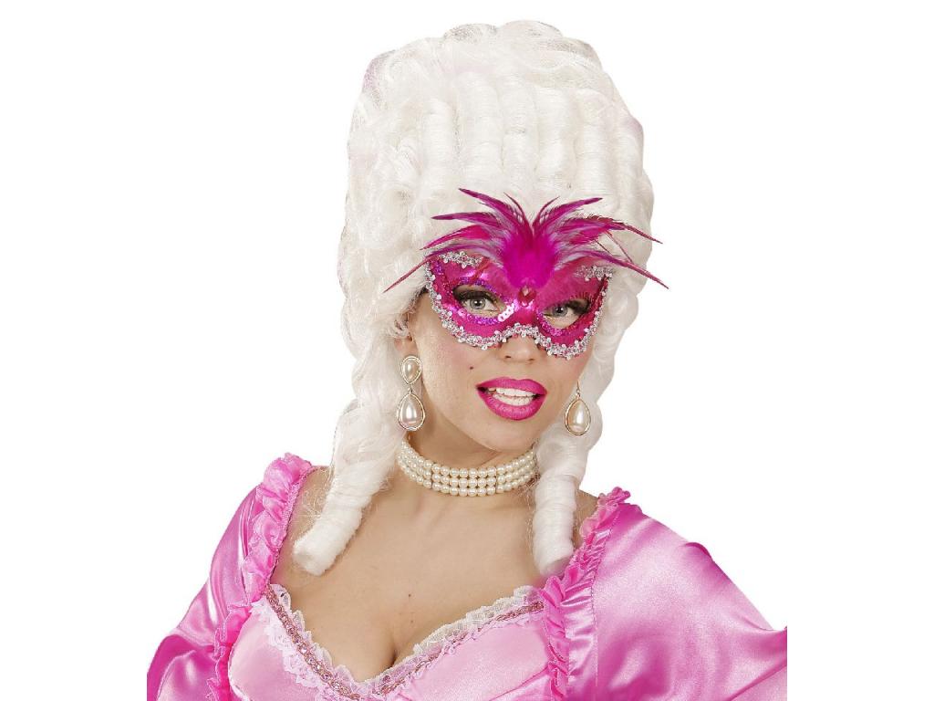 Velencei bárónő szemmaszk, flitterrel, ékkővel és tolldísszel, p