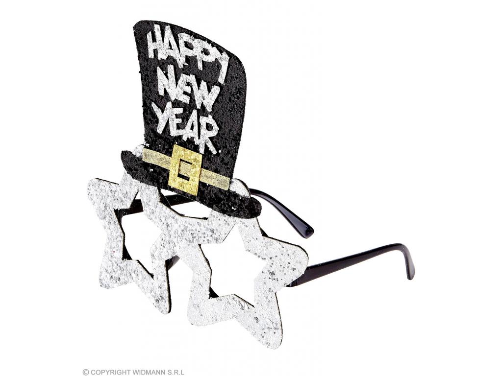 Happy New Year feliratú szemüveg ezüst színben