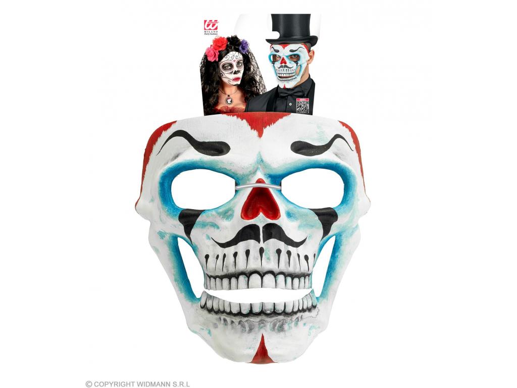 Commedia dell\'arte hahálfej bohóc maszk fehér piros