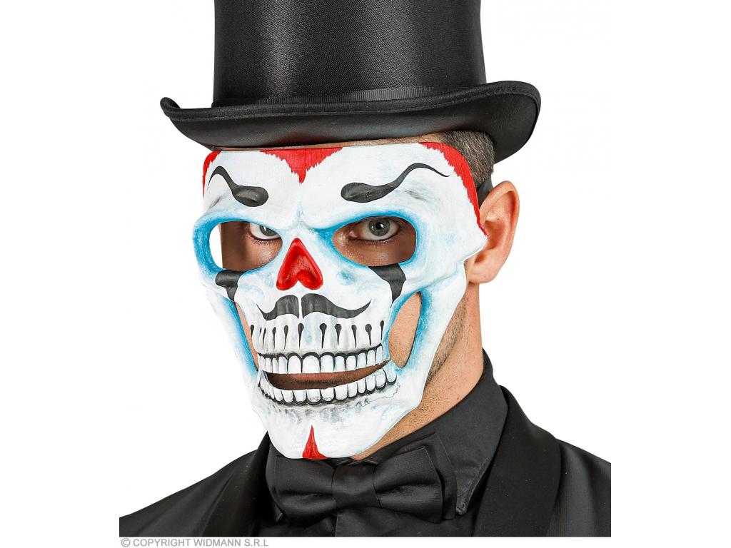 Commedia dell\'arte hahálfej bohóc maszk fehér piros