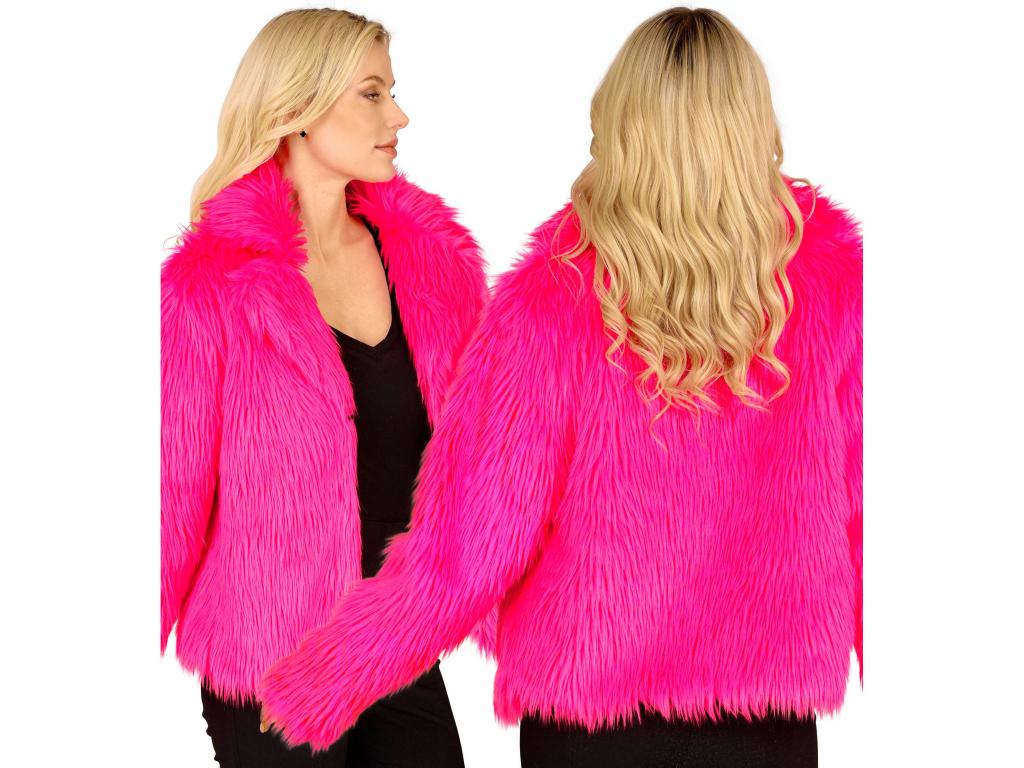 Neon pink színű plüss kabát női jelmez