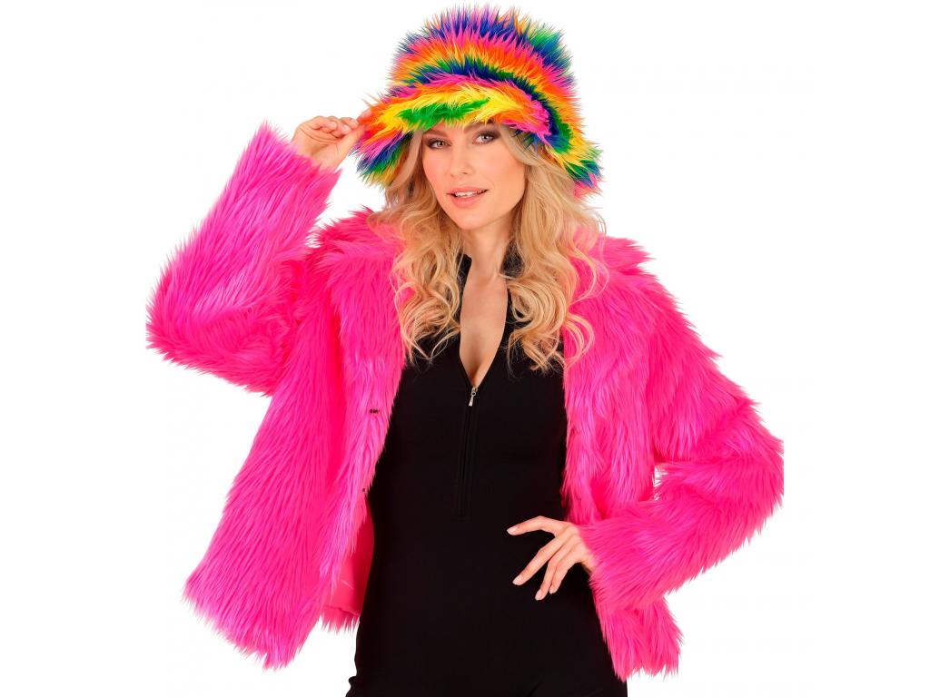 Neon pink színű plüss kabát női jelmez