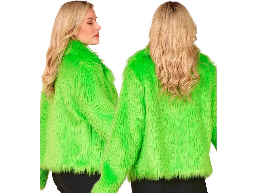 Neon zöld színű plüss kabát női jelmez