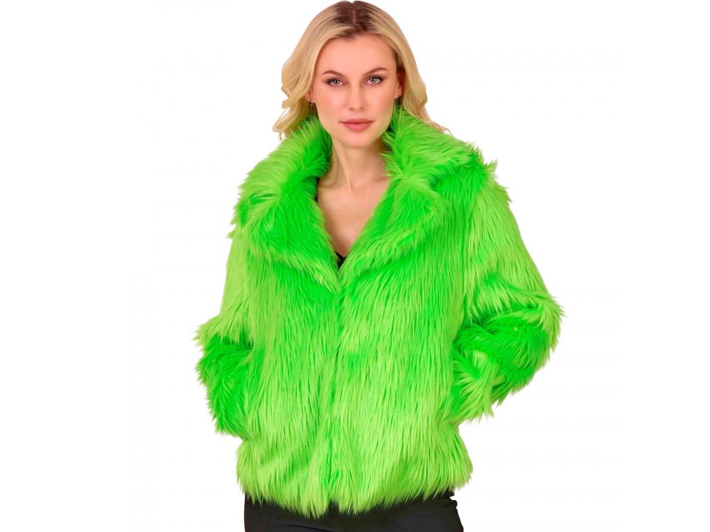 Neon zöld színű plüss kabát női jelmez