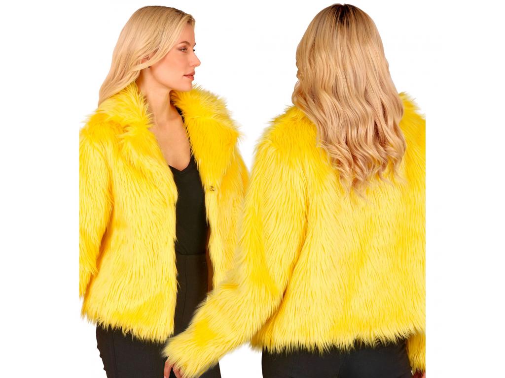 Sárga színű plüss szőrös kabát női jelmez