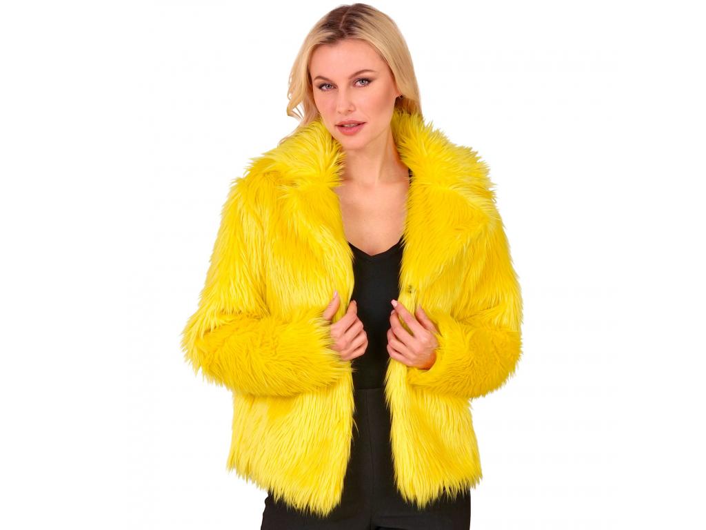 Sárga színű plüss szőrös kabát női jelmez