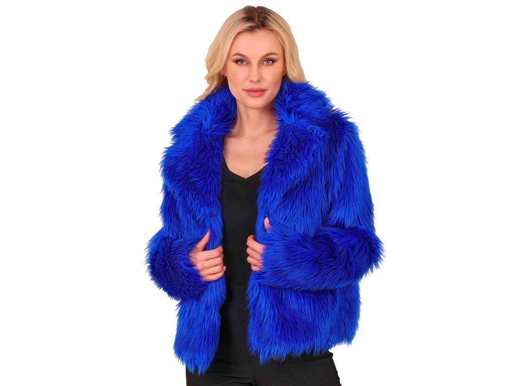 Kék színű plüss szőrös kabát női jelmez