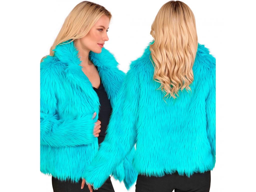 Türkisz színű plüss szőrös kabát női jelmez