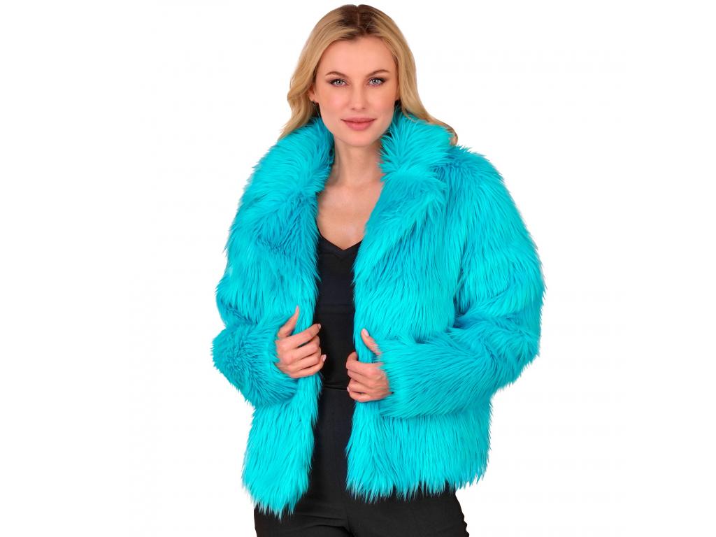 Türkisz színű plüss szőrös kabát női jelmez