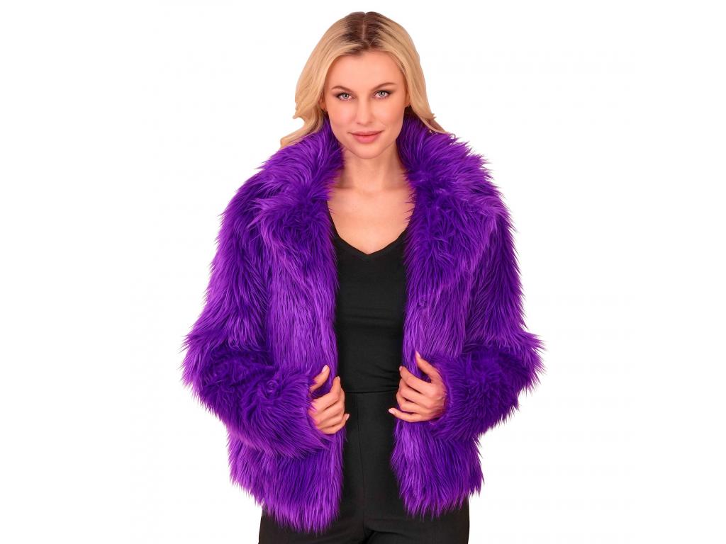 Lila színű plüss szőrös kabát női jelmez