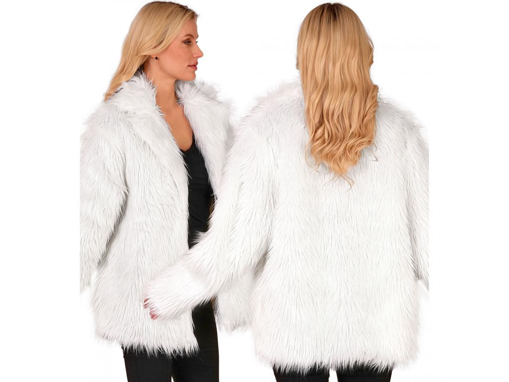 Fehér színű plüss szőrös kabát unisex felnőtt jelmez