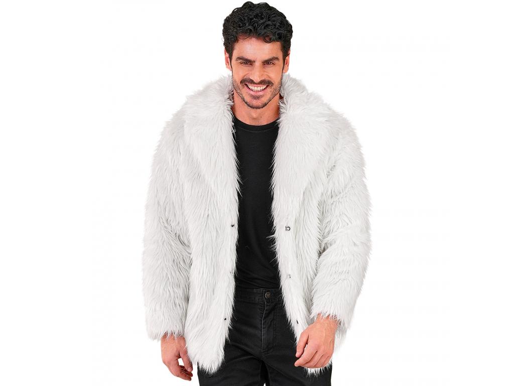 Fehér színű plüss szőrös kabát unisex felnőtt jelmez