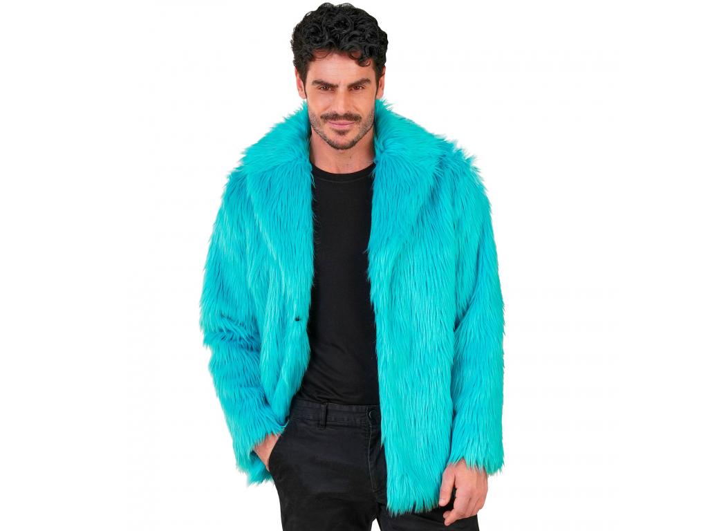 Türkisz színű plüss szőrös kabát unisex felnőtt jelmez