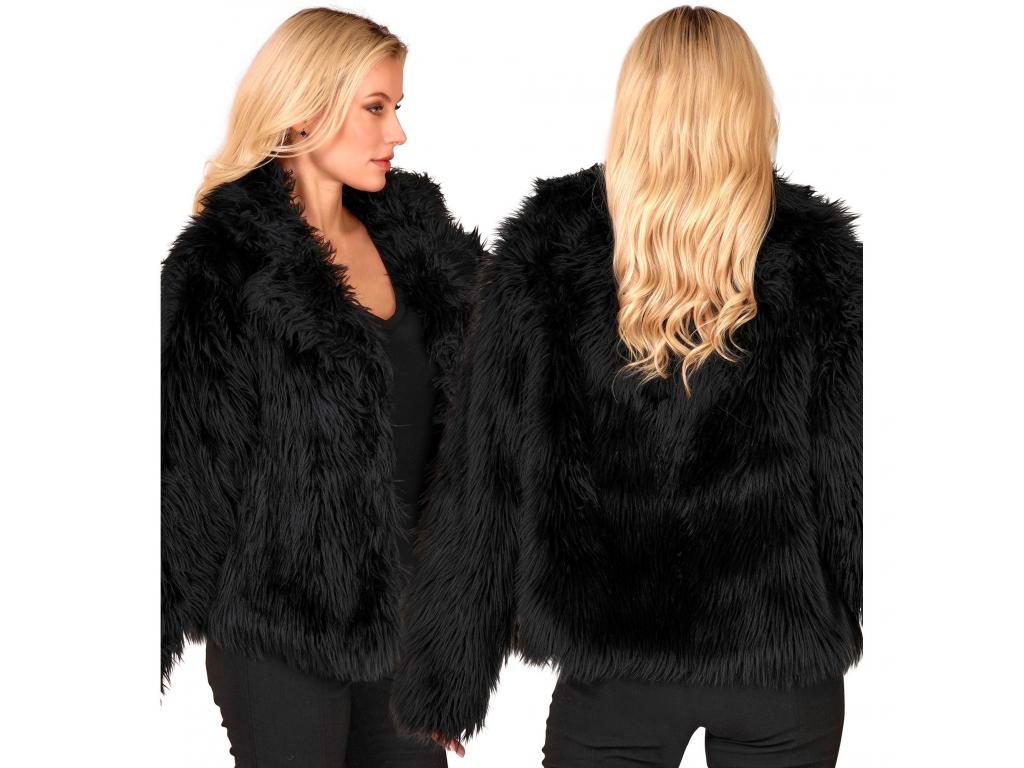 Fekete színű plüss szőrös dzseki női jelmez