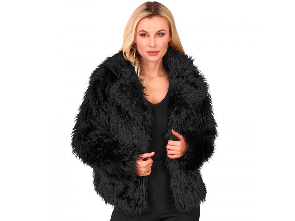 Fekete színű plüss szőrös dzseki női jelmez