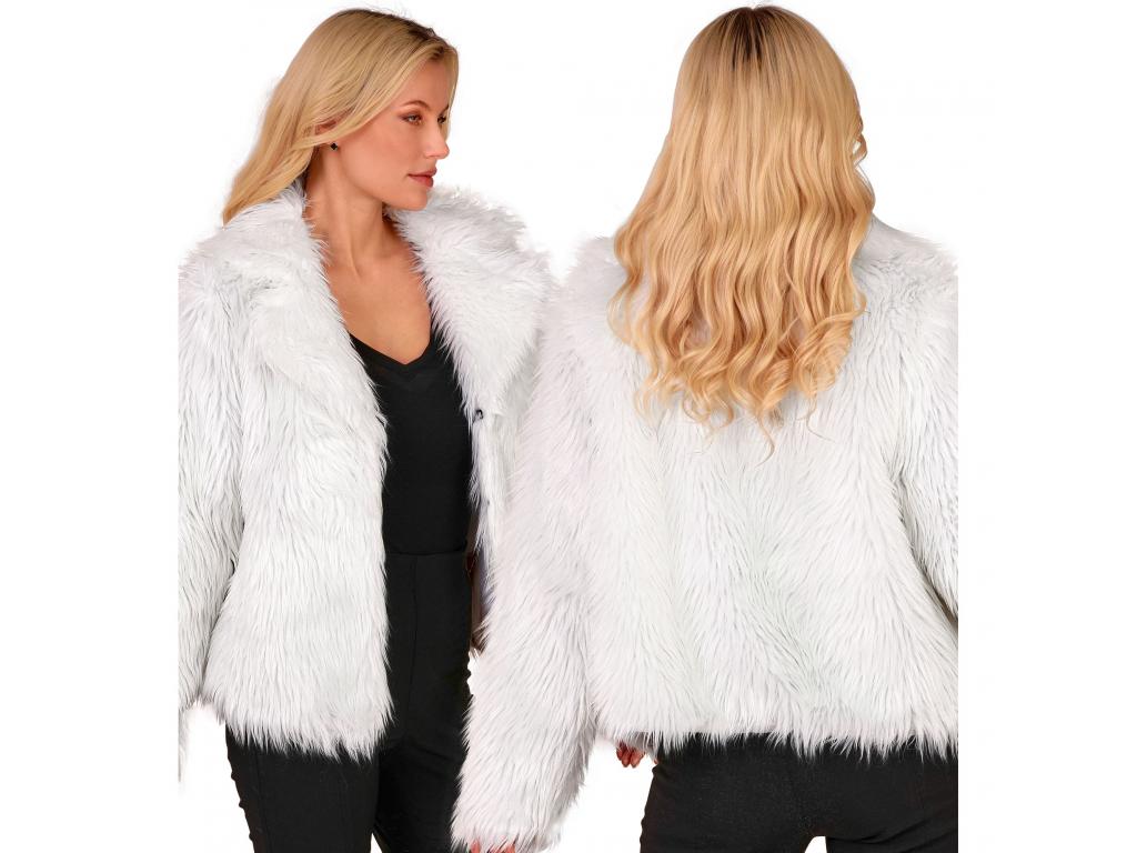 Fehér színű plüss szőrös dzseki női jelmez