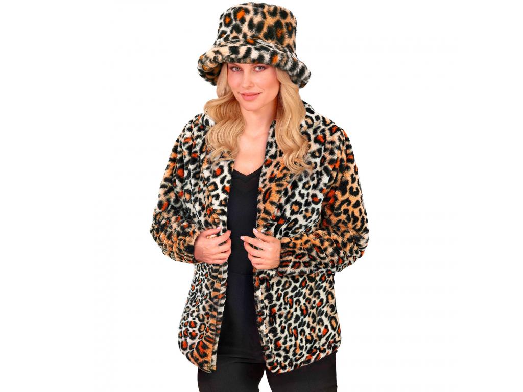 Leopárdmintás plüss dzseki unisex felnőtt jelmez