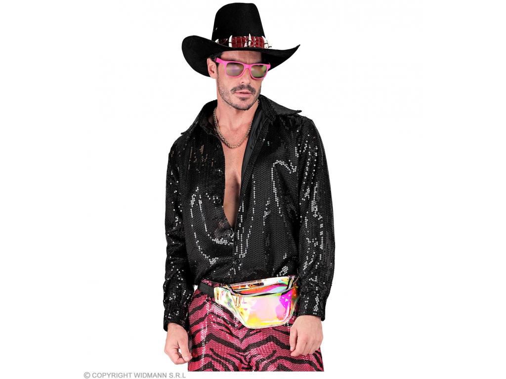 Party csillogó ing fekete színű férfi jelmez