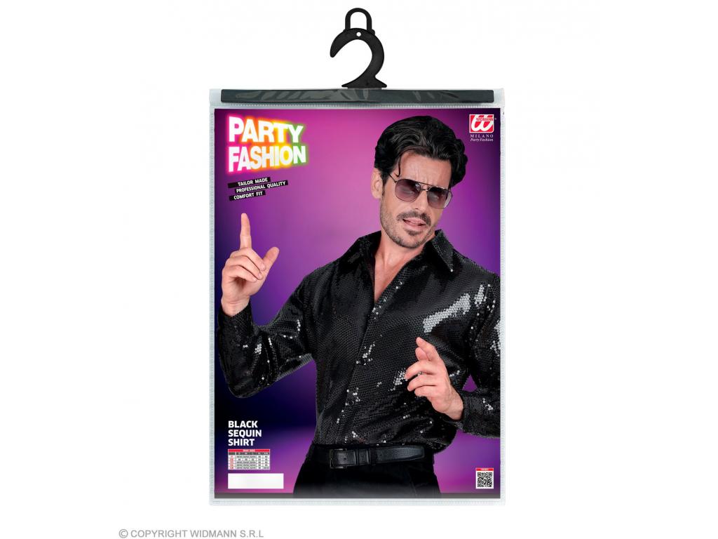 Party csillogó ing fekete színű férfi jelmez