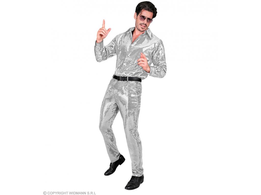 Party nadrág csillogó ezüst színű férfi jelmez