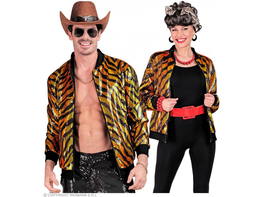 Party kabát csillogó felső tigris mintás unisex felnőtt jelmez