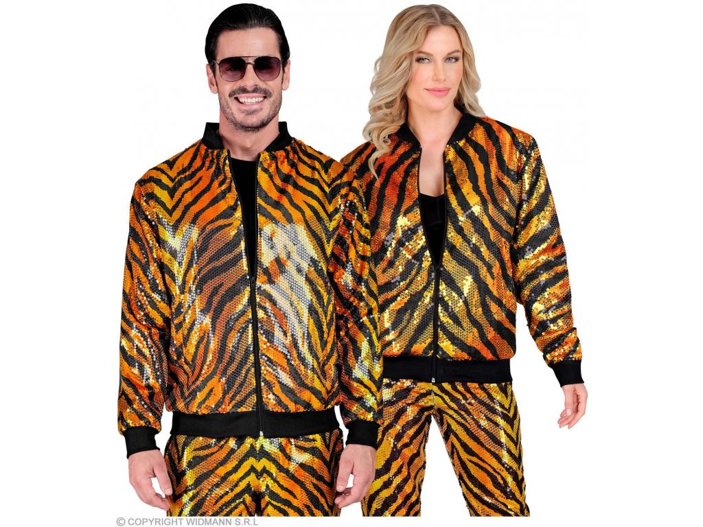 Party kabát csillogó felső tigris mintás unisex felnőtt jelmez