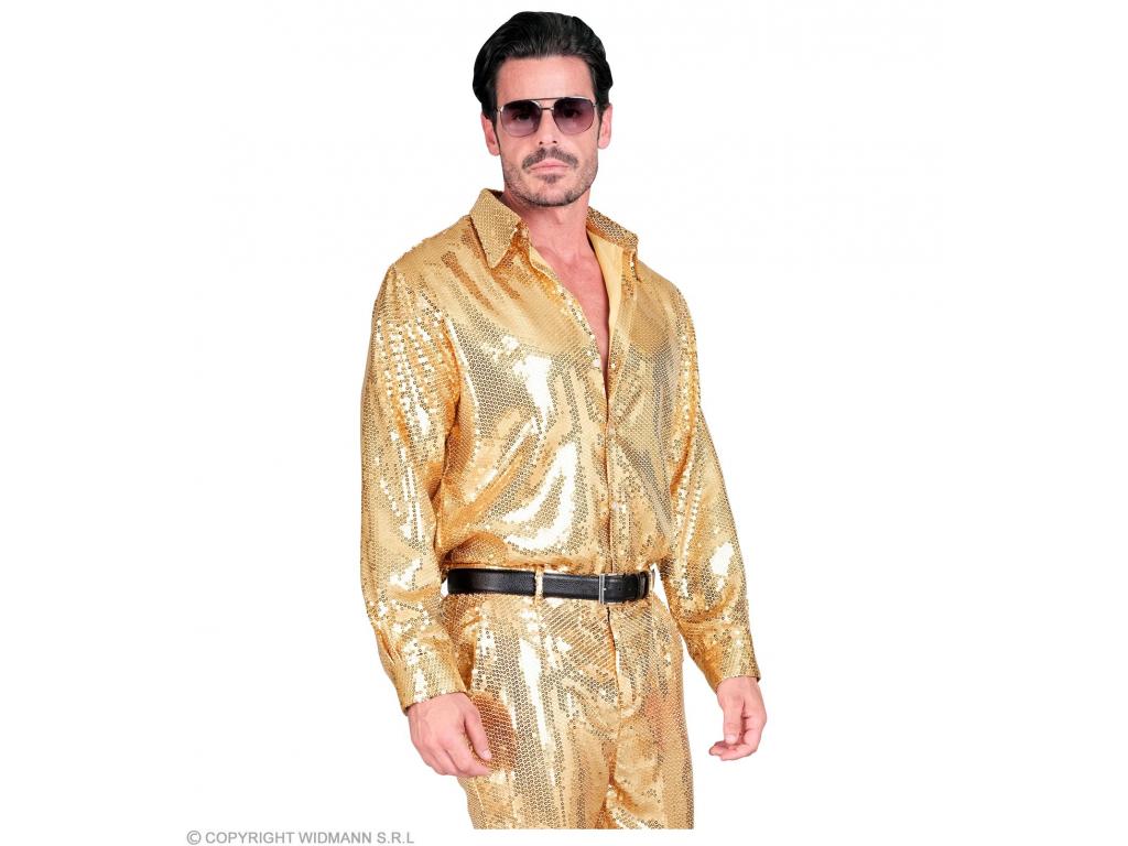 Party csillogó ing arany színű férfi jelmez