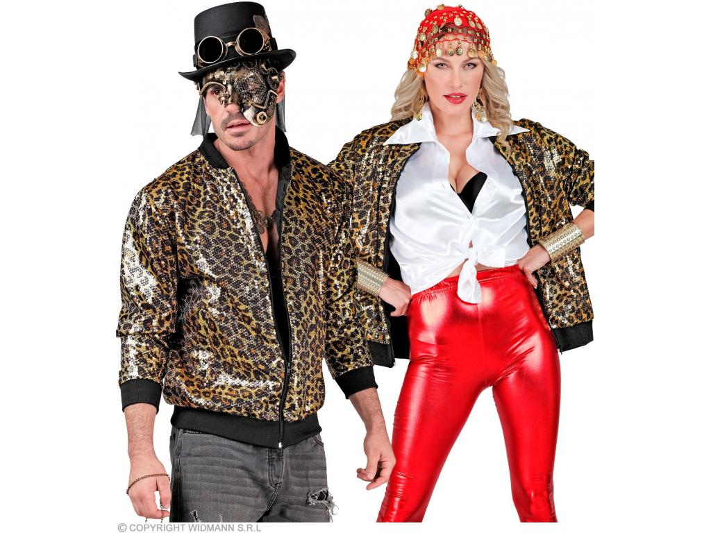 Party kabát csillogó felső leopárd mintás unisex felnőtt jelmez