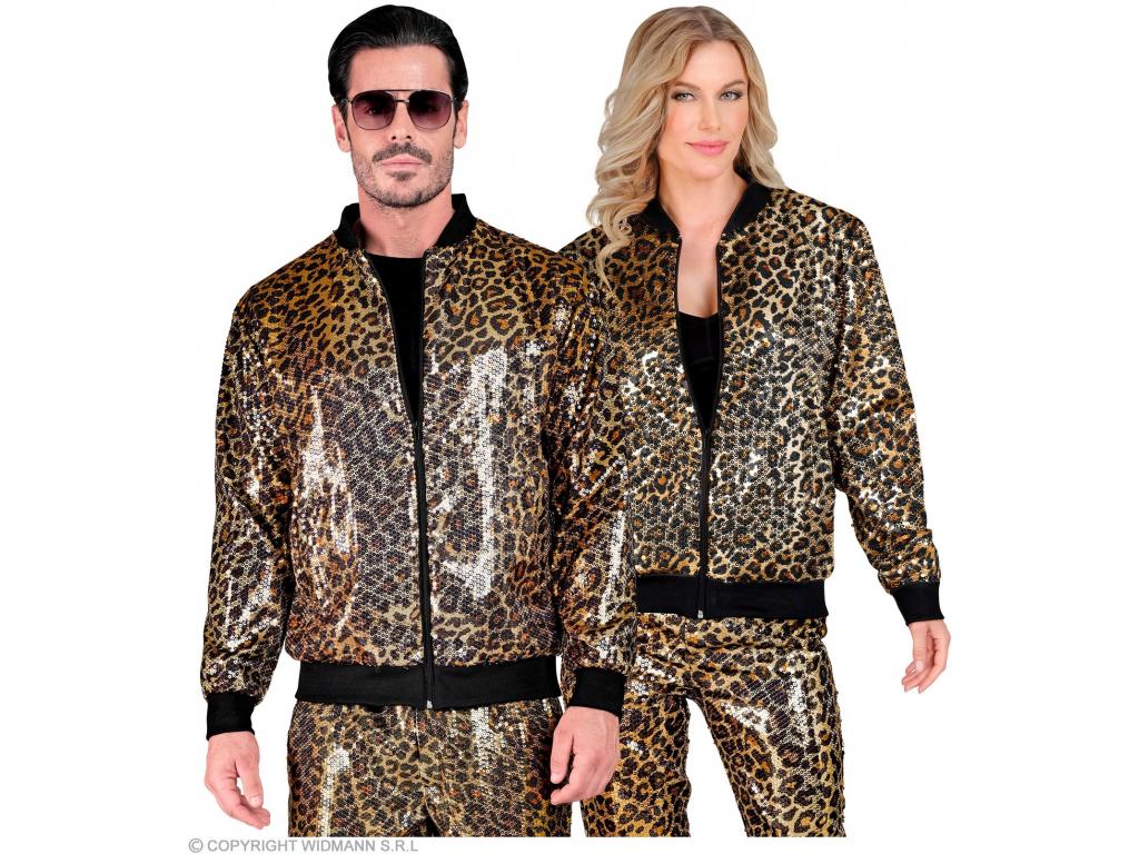 Party kabát csillogó felső leopárd mintás unisex felnőtt jelmez
