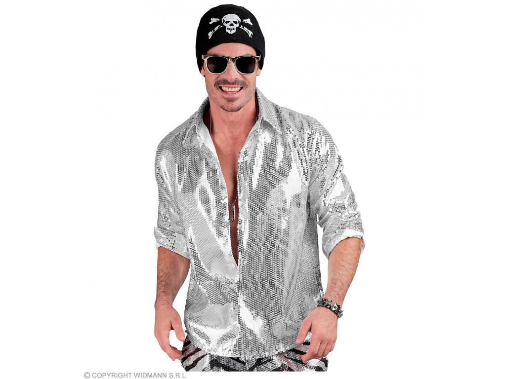 Party csillogó ing ezüst színű férfi jelmez