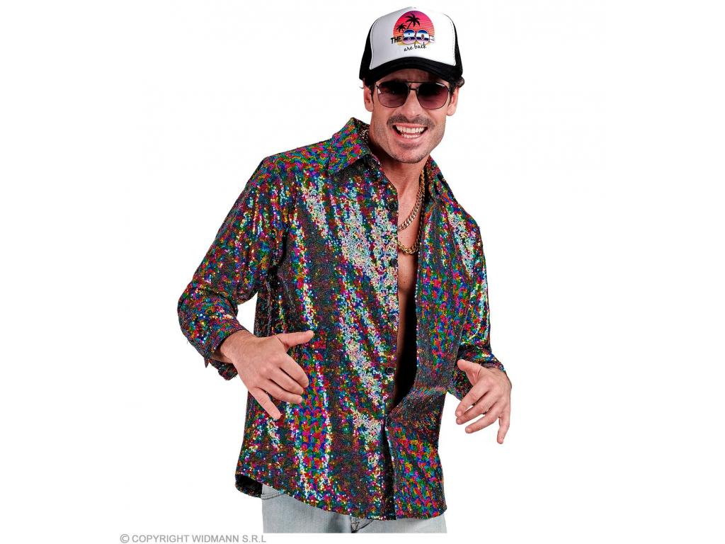 Party csillogó ing színes mintás férfi jelmez
